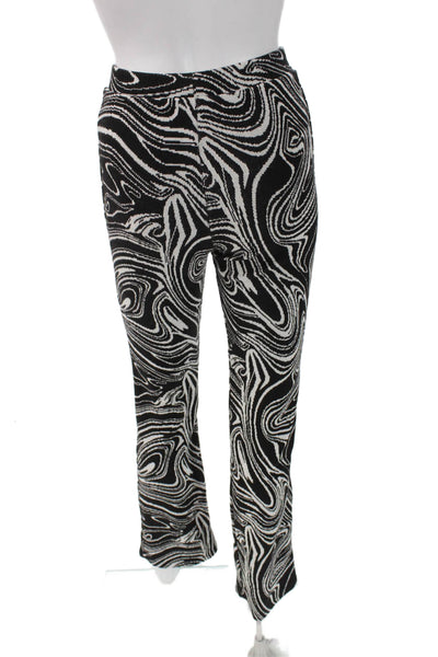 Zara Women Black Graphic Print Polyester Pants Size S