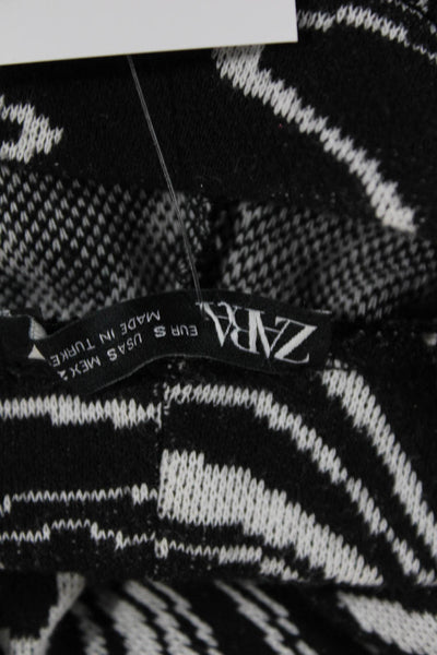 Zara Women Black Graphic Print Polyester Pants Size S