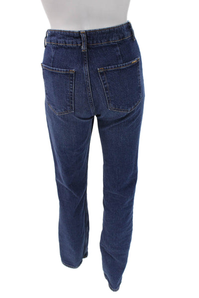 Zara Womens Paperbag Mom Jeans Dark Blue Denim Size 0