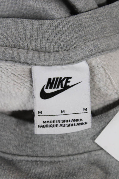 Nike Mens Pullover Sweatshirts Gray Cotton Crew Neck Long Sleeve Size M