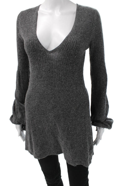 Laurie B Unisex Pullover Sweater Dark Gray V Neck Long Sleeve Size S