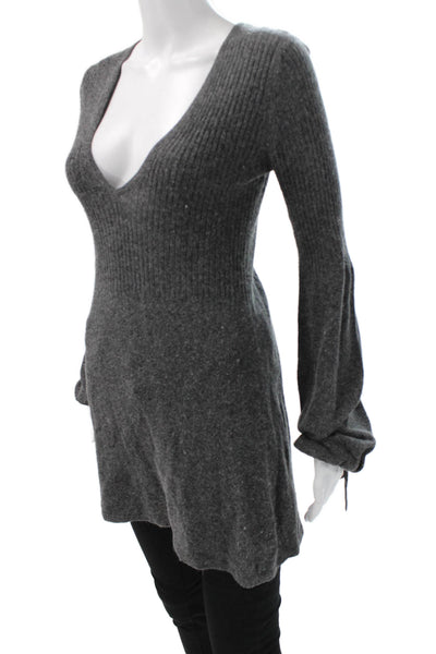 Laurie B Unisex Pullover Sweater Dark Gray V Neck Long Sleeve Size S