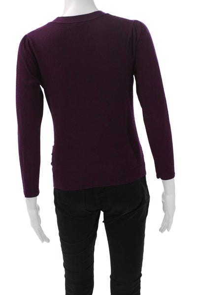 Design History Unisex Cardigan Purple V-Neck Merino Wool Long Sleeve Size S