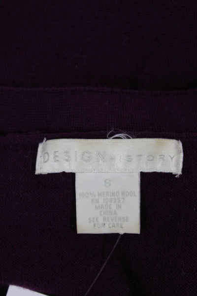 Design History Unisex Cardigan Purple V-Neck Merino Wool Long Sleeve Size S