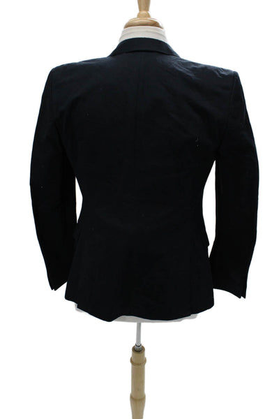 Topman Mens Dark Blue Cotton Linen Classic Button Blazer Long Sleeve Size 34