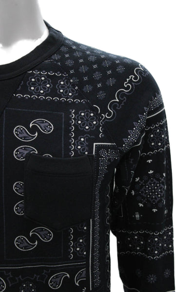 Champion Mens Pullover Sweatshirts Black Paisley Cotton Size XS