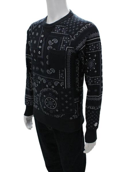 Champion Mens Pullover Sweatshirts Black Paisley Cotton Size XS