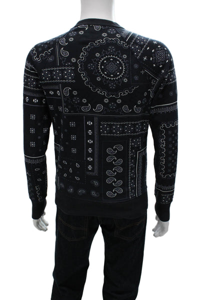 Champion Mens Pullover Sweatshirts Black Paisley Cotton Size XS