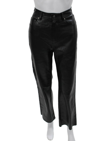 Steve Madden Women Cropped Biker Black Pants Button Polyurethane Size S