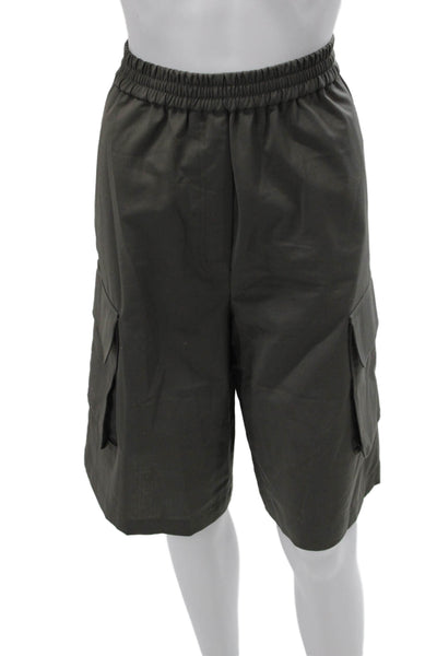 Tibi Men Cargo Shorts Dark Gray Poly Wool Blend Size 2XS