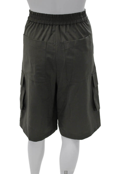 Tibi Men Cargo Shorts Dark Gray Poly Wool Blend Size 2XS