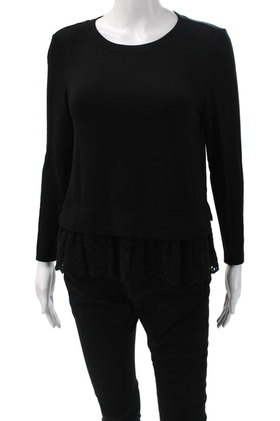 Rebecca Taylor Women Basic Black Long Sleeve Modal Blend Top Size S