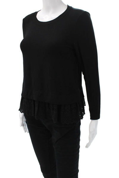 Rebecca Taylor Women Basic Black Long Sleeve Modal Blend Top Size S