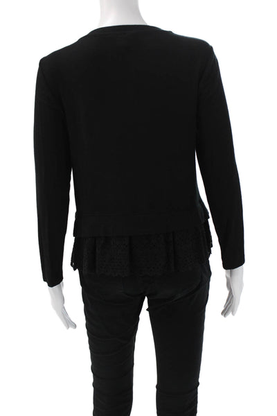 Rebecca Taylor Women Basic Black Long Sleeve Modal Blend Top Size S