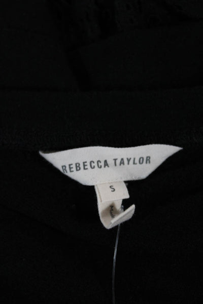 Rebecca Taylor Women Basic Black Long Sleeve Modal Blend Top Size S