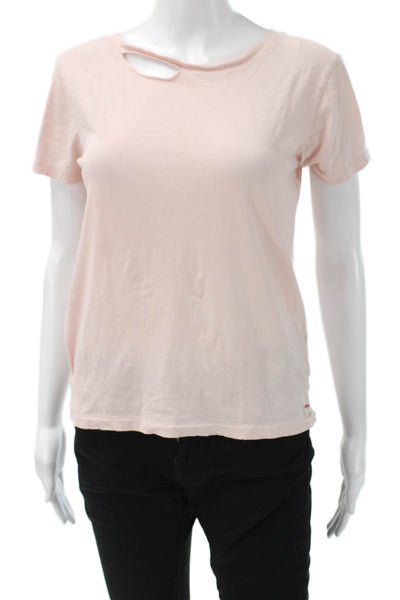 Philanthropy Womens Pink Silk Blend Basic Tee Short Sleeve Size XS