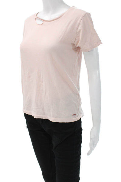 Philanthropy Womens Pink Silk Blend Basic Tee Short Sleeve Size XS