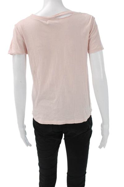 Philanthropy Womens Pink Silk Blend Basic Tee Short Sleeve Size XS