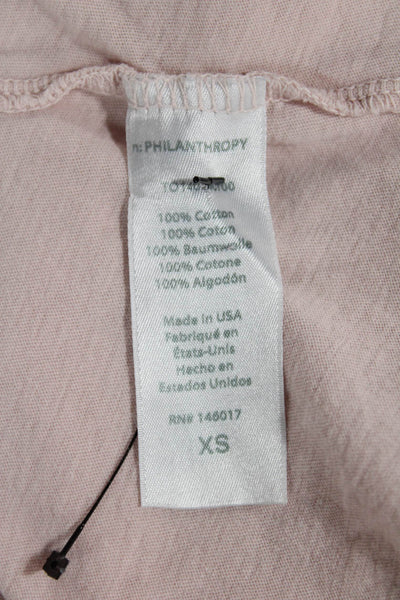 Philanthropy Womens Pink Silk Blend Basic Tee Short Sleeve Size XS