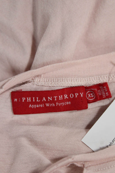 Philanthropy Womens Pink Silk Blend Basic Tee Short Sleeve Size XS