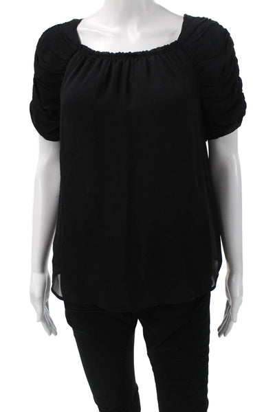 Joie Women Black Short Sleeve Round Neck Polyester Blouse Size XS