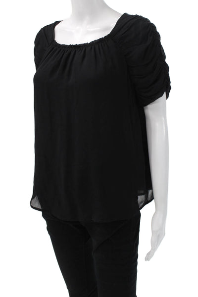 Joie Women Black Short Sleeve Round Neck Polyester Blouse Size XS