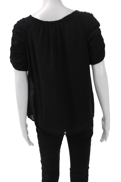 Joie Women Black Short Sleeve Round Neck Polyester Blouse Size XS
