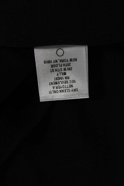 Milly Women Black Round Neck Button 3/4 Sleeve Nylon Blouse Size 0