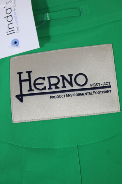 Herno Womens Overcoat Green Polyamide Button Designer Size 46