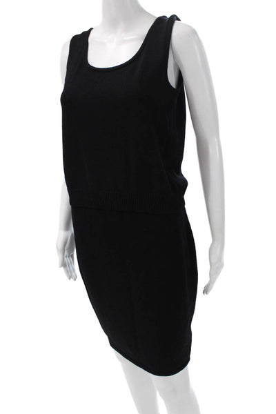 St. John Basics Womens Sweater Dress Wool Black Sleeveless Neck Size S