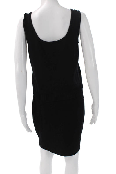St. John Basics Womens Sweater Dress Wool Black Sleeveless Neck Size S