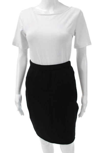 St. John Basics Womens Sweater Dress Wool Black Sleeveless Neck Size S