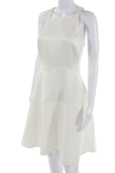 Club Monaco Womens A-Line Fit & Flare White Square Neck Sleeveless Dress Size 4