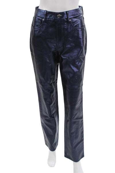 Good American Womens Dark Blue Polyurethane Button Pants 80s Size S