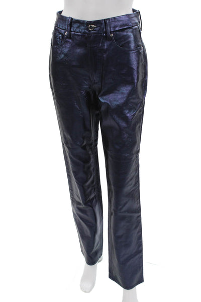 Good American Womens Dark Blue Polyurethane Button Pants 80s Size S