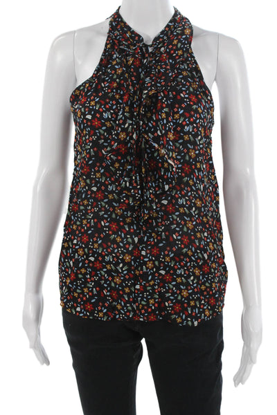 ALC Womens Black Floral Sleeveless High Neck Blouse Size 2