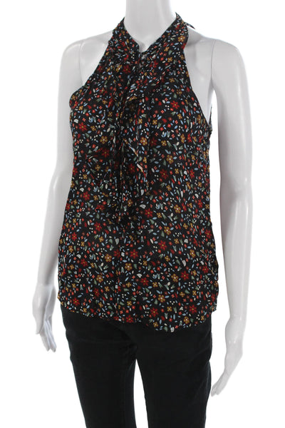 ALC Womens Black Floral Sleeveless High Neck Blouse Size 2