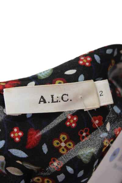 ALC Womens Black Floral Sleeveless High Neck Blouse Size 2