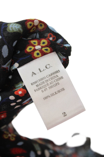 ALC Womens Black Floral Sleeveless High Neck Blouse Size 2