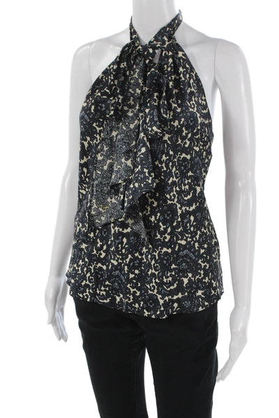 Milly Womens Floral Silk Sleeveless High Neck Blouse Designer Size 4