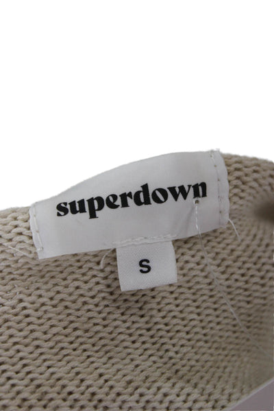 Superdown Womens Pullover Hoodie Beige 100% Cotton Long Sleeve Size S