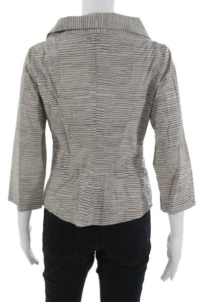 Matthildur Womens Gray Striped Pima Cotton 3/4 Sleeve Jacket Size PP