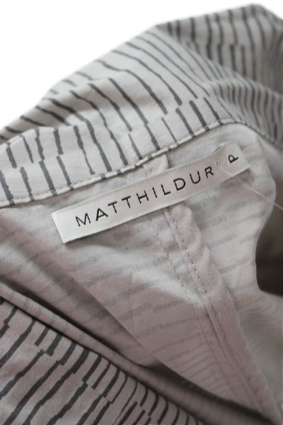 Matthildur Womens Gray Striped Pima Cotton 3/4 Sleeve Jacket Size PP