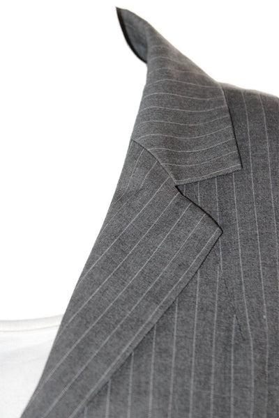 L.K. Bennett Unisex Dark Gray Striped Collared Long Sleeve Blazer Size 4