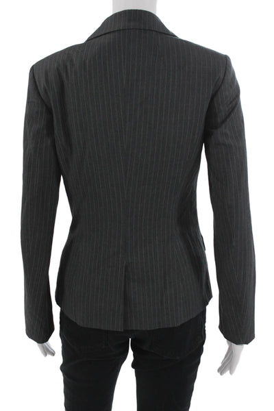 L.K. Bennett Unisex Dark Gray Striped Collared Long Sleeve Blazer Size 4