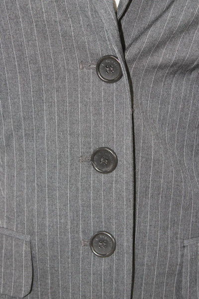 L.K. Bennett Unisex Dark Gray Striped Collared Long Sleeve Blazer Size 4