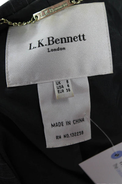 L.K. Bennett Unisex Dark Gray Striped Collared Long Sleeve Blazer Size 4
