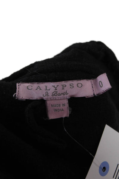 Calypso Saint Barth Womens Bohemian Black Cotton Top 3/4 Sleeve Size 0