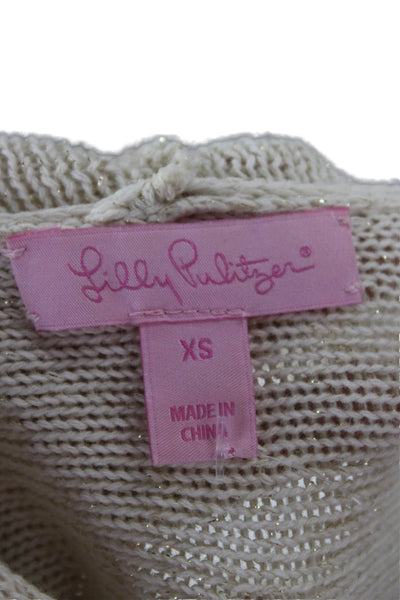 Lilly Pulitzer Unisex Cardigan Beige Long Sleeve Cotton Size XS