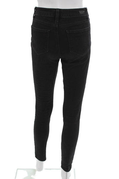 Paige Womens Skinny Jeans Black Button Mid Rise 28 Inseam Size 25